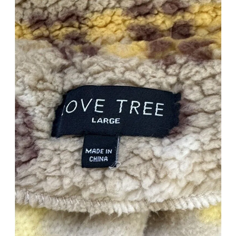 Love Tree Sherpa Jacket Aztec Print Zip Up Womens Large Teddy Bear Soft Gorpcore
